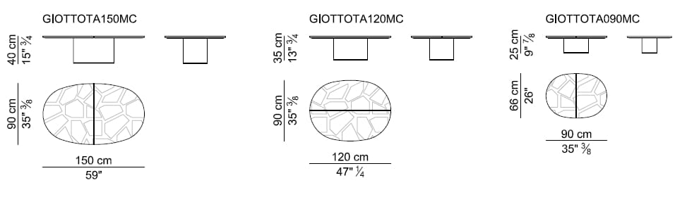 Мраморный низкий овальный журнальный столик для гостиной i 4 Mariani GIOTTO ARCH-00051674 - Вид №9