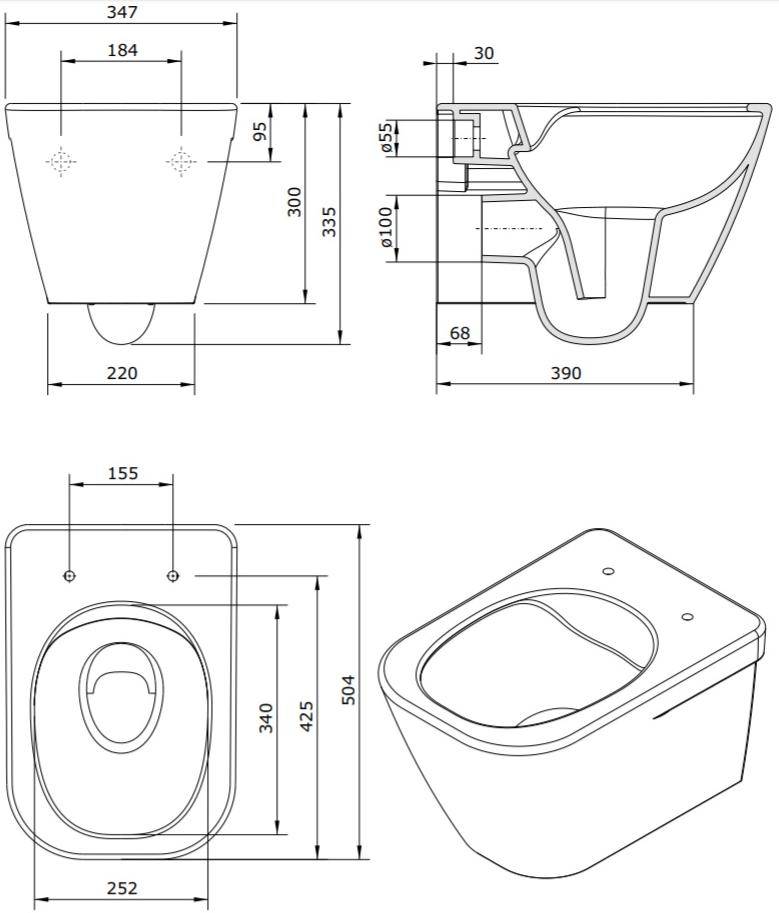 134034004 Подвесной унитаз настенный Белый Sanindusa Look Португалия - Вид №1