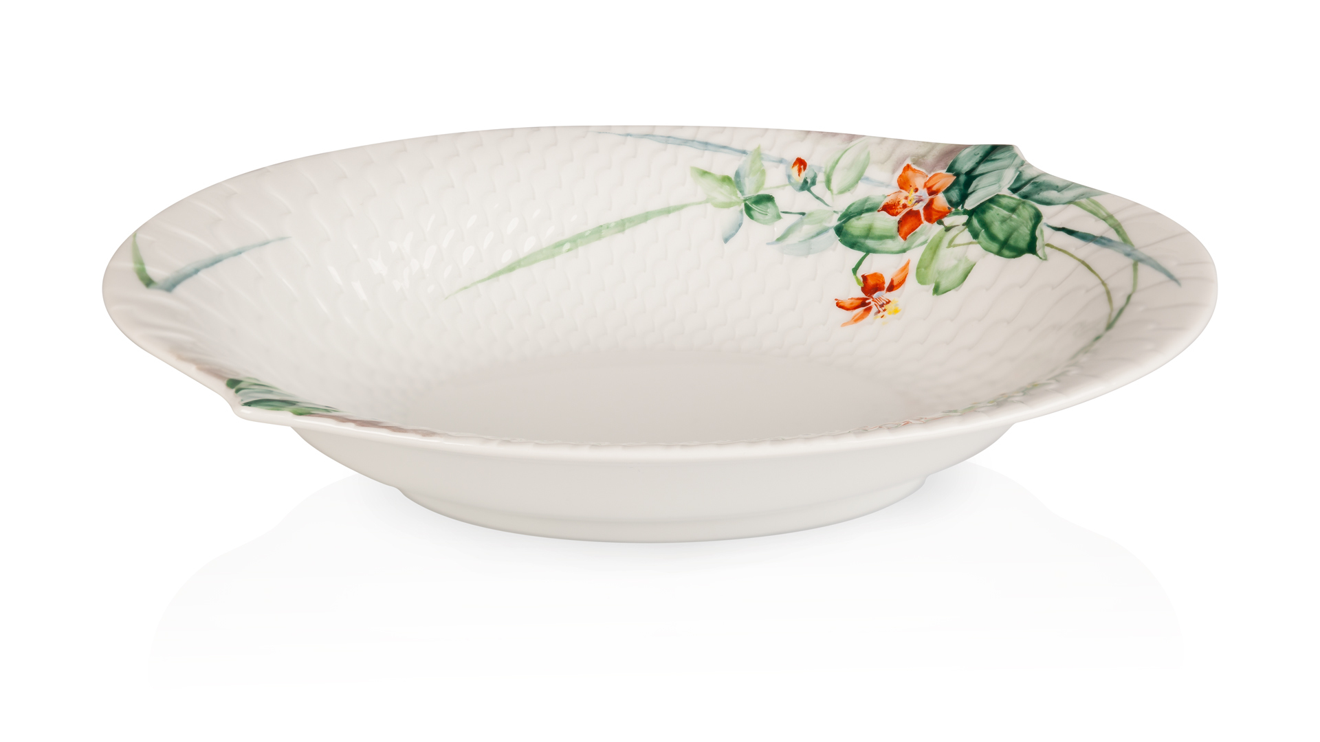 10572280 Meissen Блюдо овальное для гарнира 21,5см "Игра волн, рельеф, дикая флора" Фарфор  - Вид №1