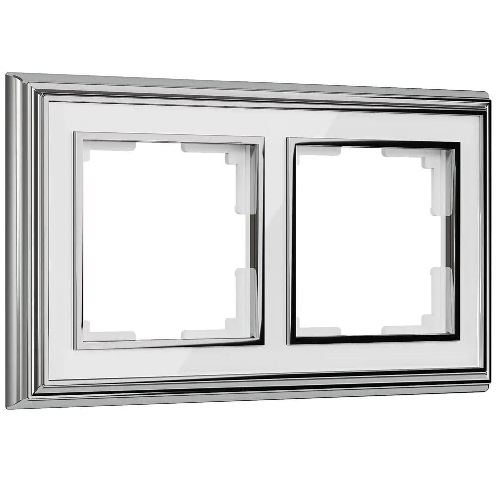 Рамка для розеток и выключателей Werkel Palacio 2 поста цвет белый хром STLM-2159704