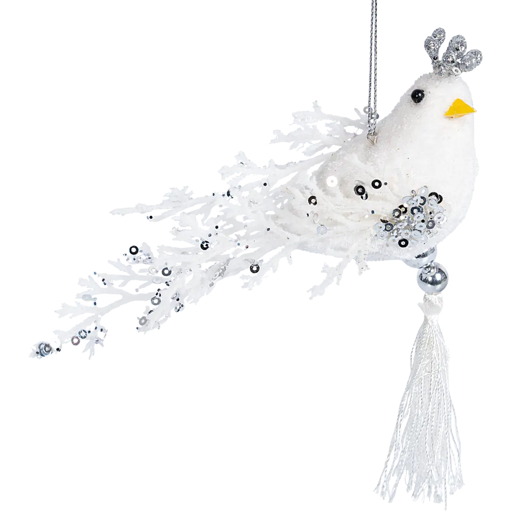 89368976 Украшение декоративное подвесное Птичка 14x13 см белый STLM-1415697 Santreyd  - Вид №2