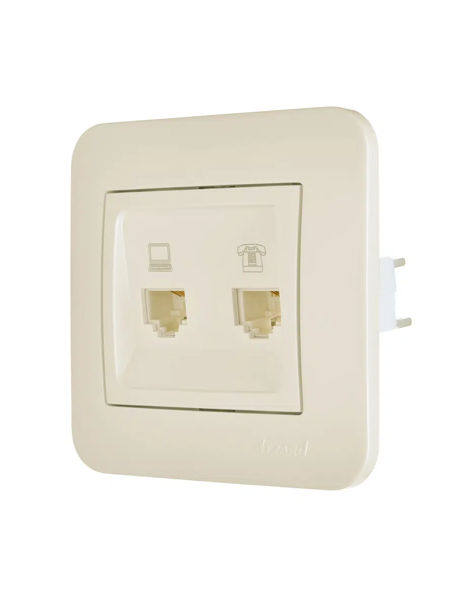 ASTI Розетка компьютер+телефон крем LEZARD 7081-0303-143