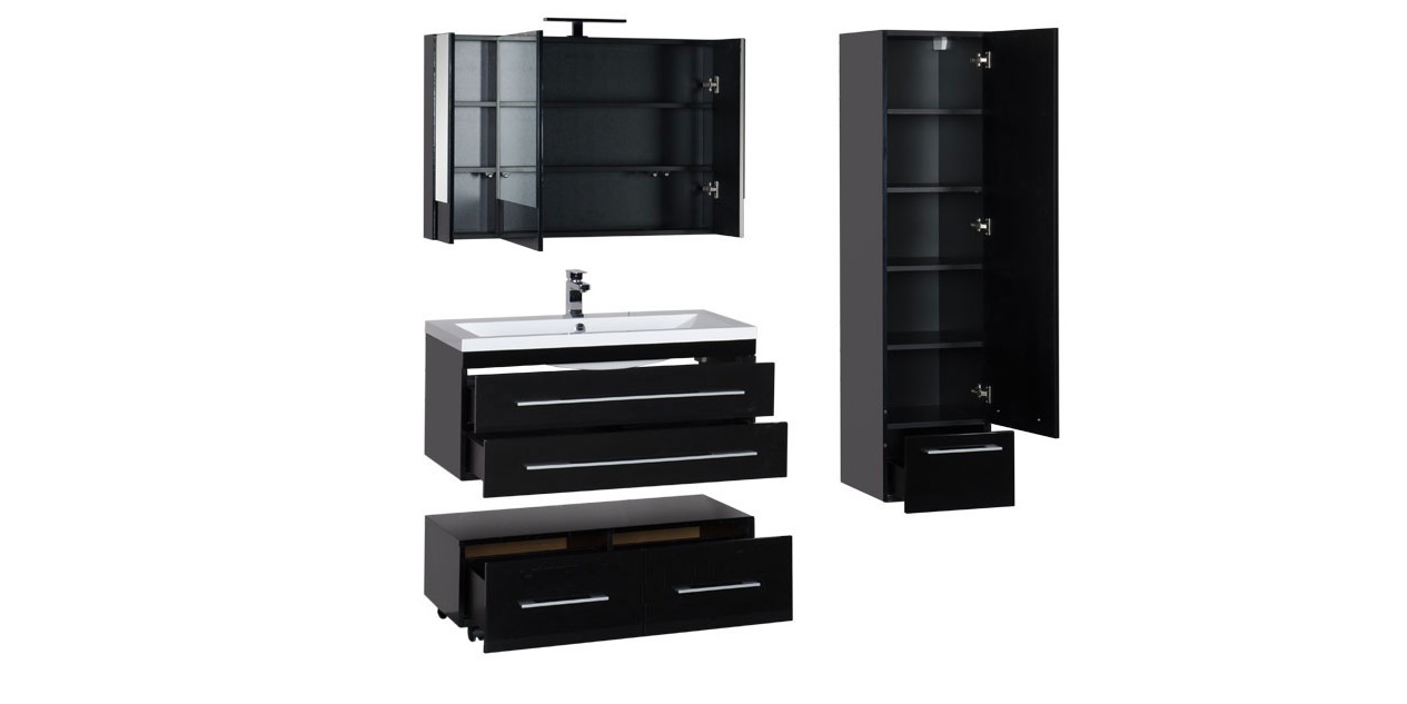 Комплект мебели Aquanet Нота 100 черный (камерино) 00168974 - Вид №2