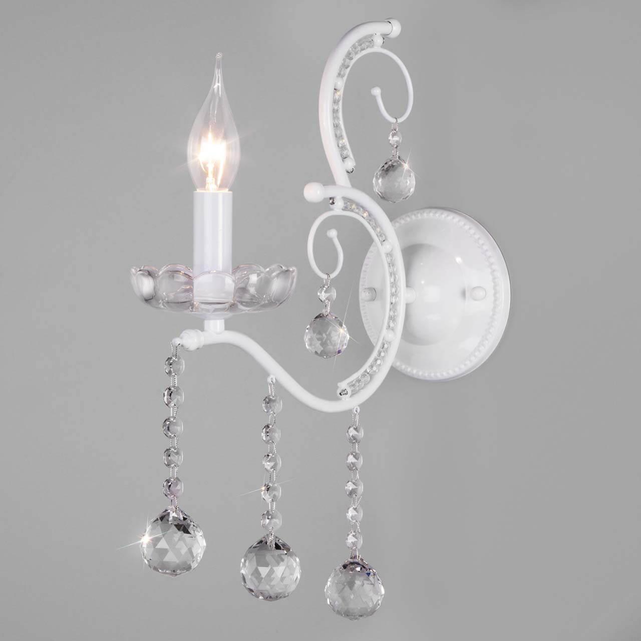 Бра хрустальное белое Brezza 10107/1 глянцевый EUROSVET СВЕЧА 00-3930466 Белый;прозрачный  - Вид №1