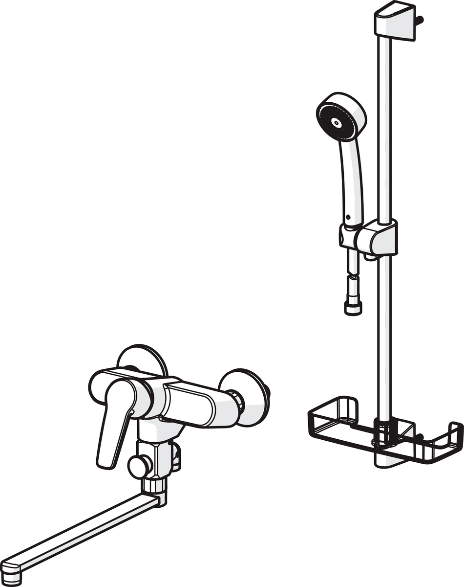 Oras 3945Y Смеситель для ванны и душа с комплектом 3945Y Saga Хром  - Вид №2