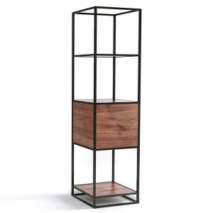 Стеллаж металлический открытый американский орех Kvadra 1 INTELLIGENT DESIGN СТЕЛЛАЖИ KVADRA 260772 Коричневый;черный