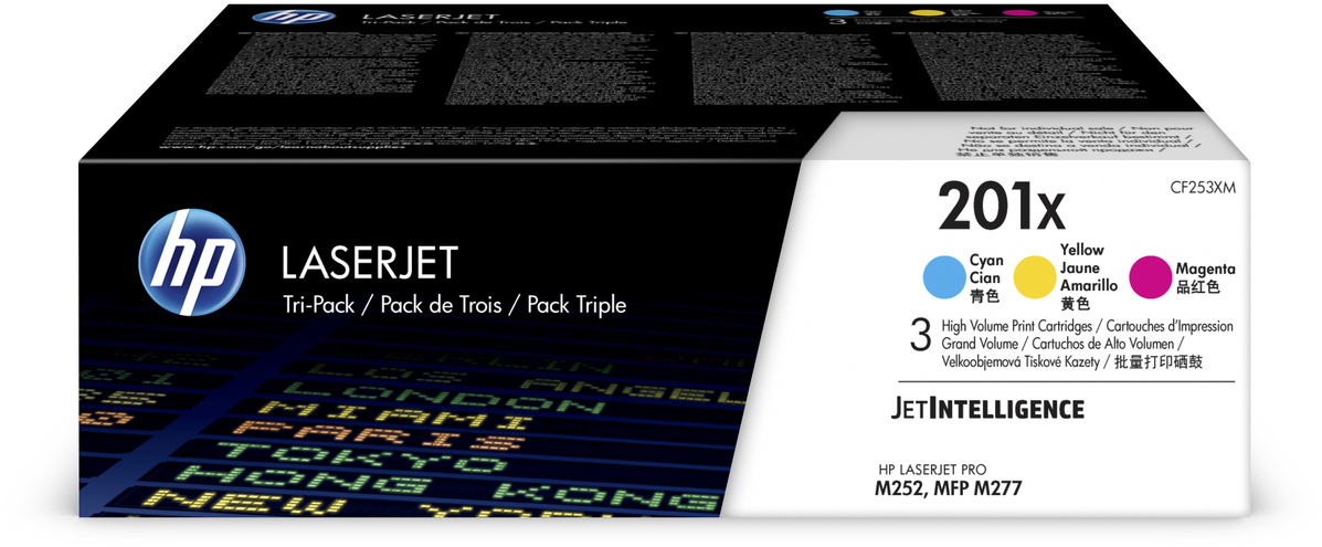 CF253XM 201x 3-pack high yield cyan/magenta/yellow original laserjet toner cartridges HP Santreyd 