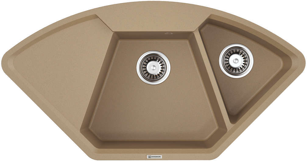Угловая мойка из камня "Коричневая" OMOIKIRI 4993713