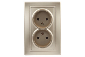 16069852 Розетка 120404 2х2P, 16А, 250В, IP20, СУ, , шампань Б0030067 Intro Plano