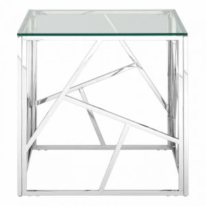 Журнальный столик стеклянный прозрачный с основанием серебро 55х55 см "Арт Деко" STOOL GROUP  00-3881904 Серебро