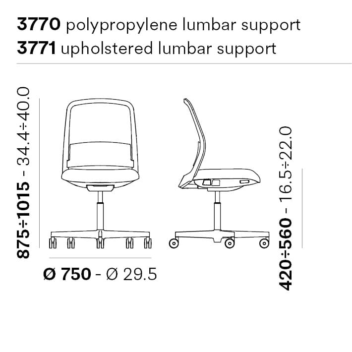 5-спицевое вращающееся сетчатое офисное кресло с колесами Pedrali Polar ARCH-00142065 - Вид №4