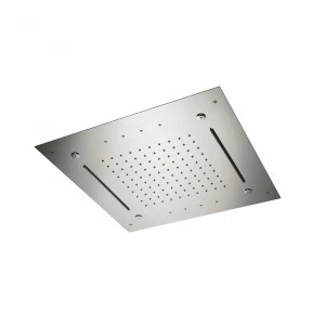 Скрытый верхний душ квадратной формы из нержавеющей стали с дождевой струей, двойным водопадом, распылителем и встроенной многоцветной автоматической системой освещения.  NEWFORM Италия
