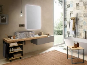 Archeda Подвесная тумба под умывальник из дерева с зеркалом Decò