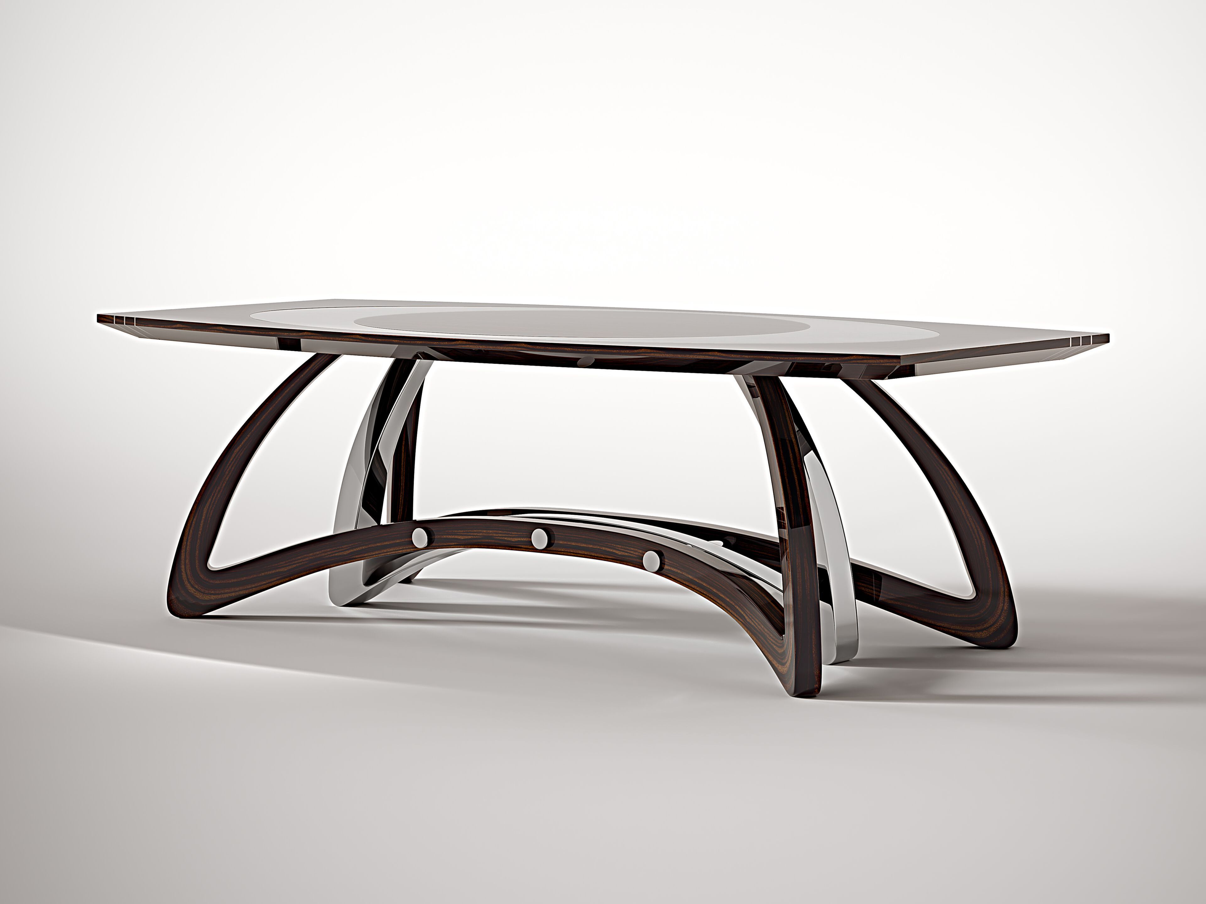 Прямоугольный стол из алюминия и дерева Roman & Co PENNINGTON ARCH-00081777