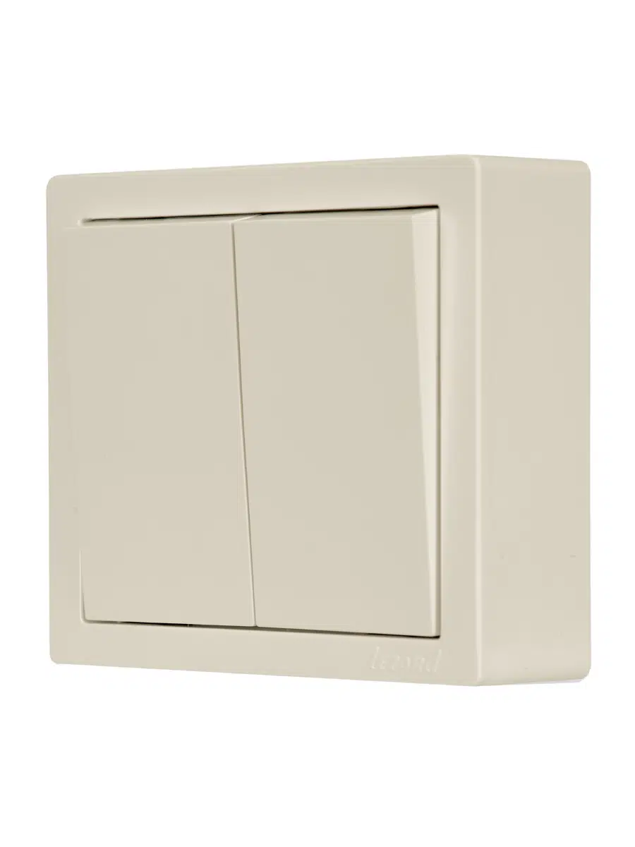 LETO Выключатель двойной крем LEZARD 752-0300-101 - Вид №3