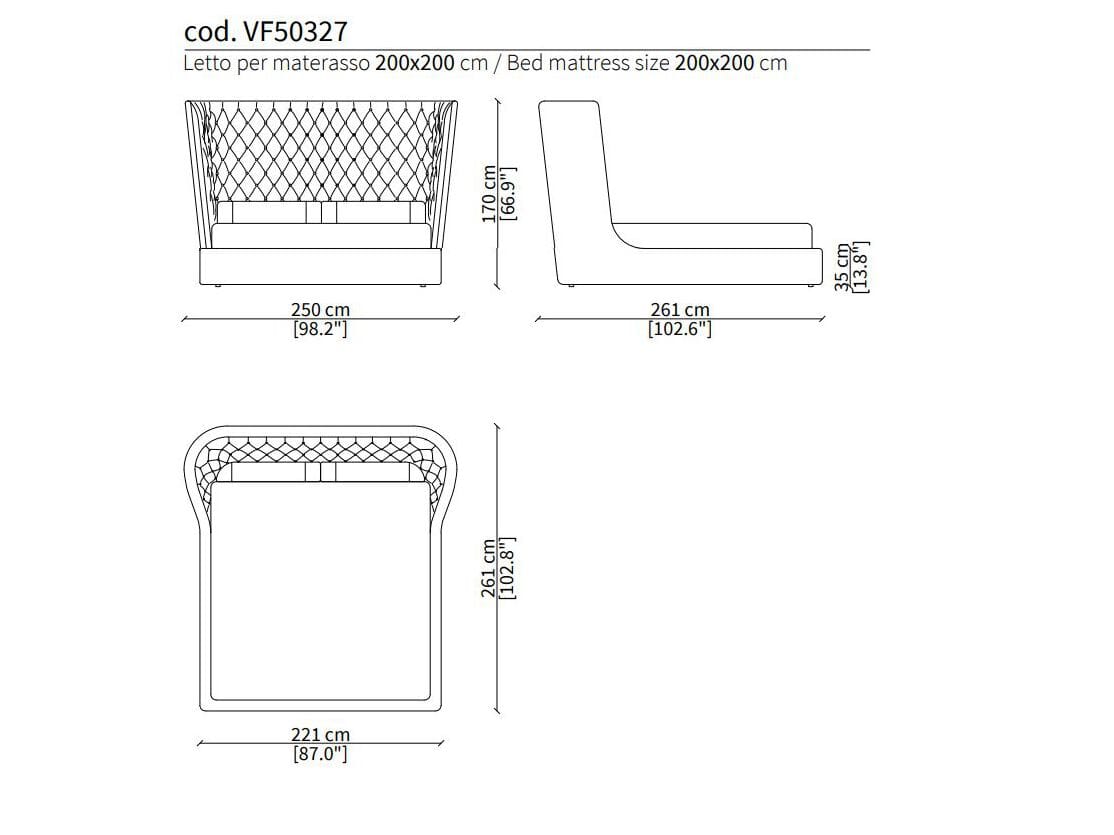 Мягкая кровать из ткани Vittoria Frigerio Медичи ARCH-00047591 - Вид №5