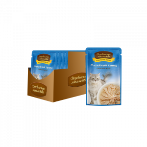 ПР0046894*12 Корм для кошек Филейный тунец в нежном желе пауч 70г (упаковка - 12 шт) ДЕРЕВЕНСКИЕ ЛАКОМСТВА