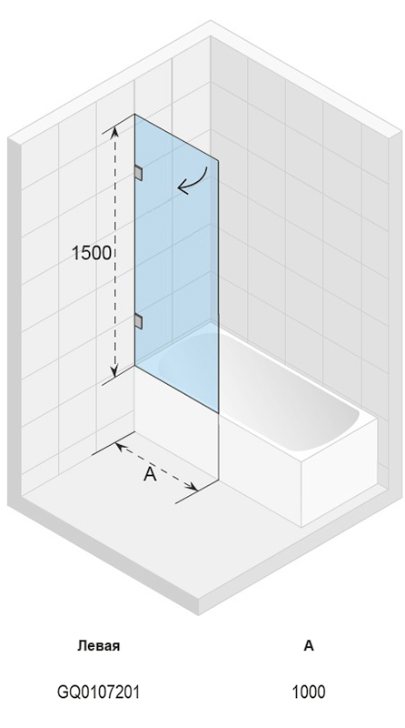 GQ0107201 Душевое ограждения на борт вынны Santreyd Чехия  - Вид №1