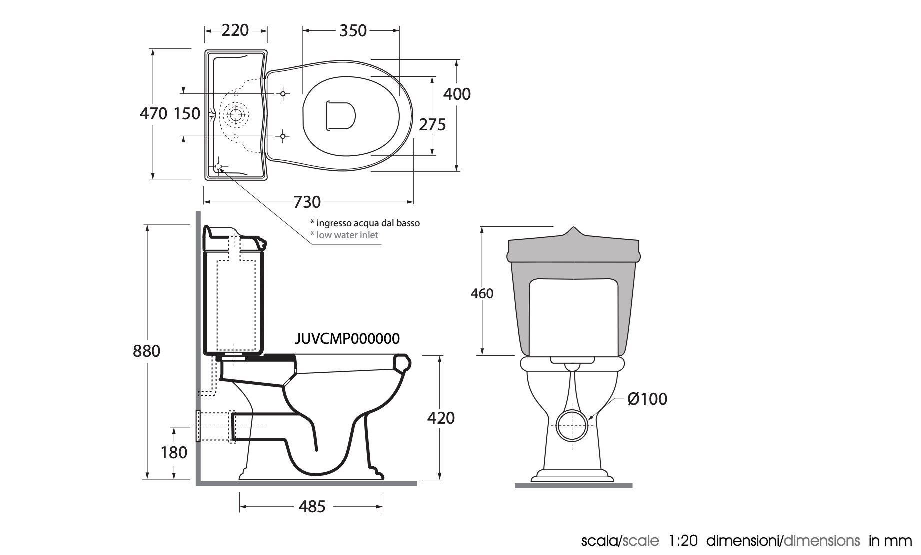 Моноблочная ваза со сливом на стене Azzurra Ceramica Jubilaeum ARCH-00042179 - Вид №2