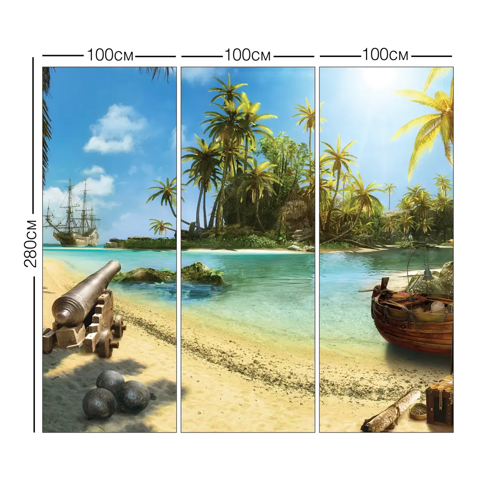 Фотообои 3D Flizart «Остров сокровищ», флизелиновые, 300x280 см FBRUSH STLM-2010172 - Вид №3