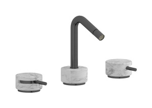 Смеситель для биде на 3 отверстия с донным клапаном WE ARE IB mr393cs_1 Brushed Black Chrome Marmo