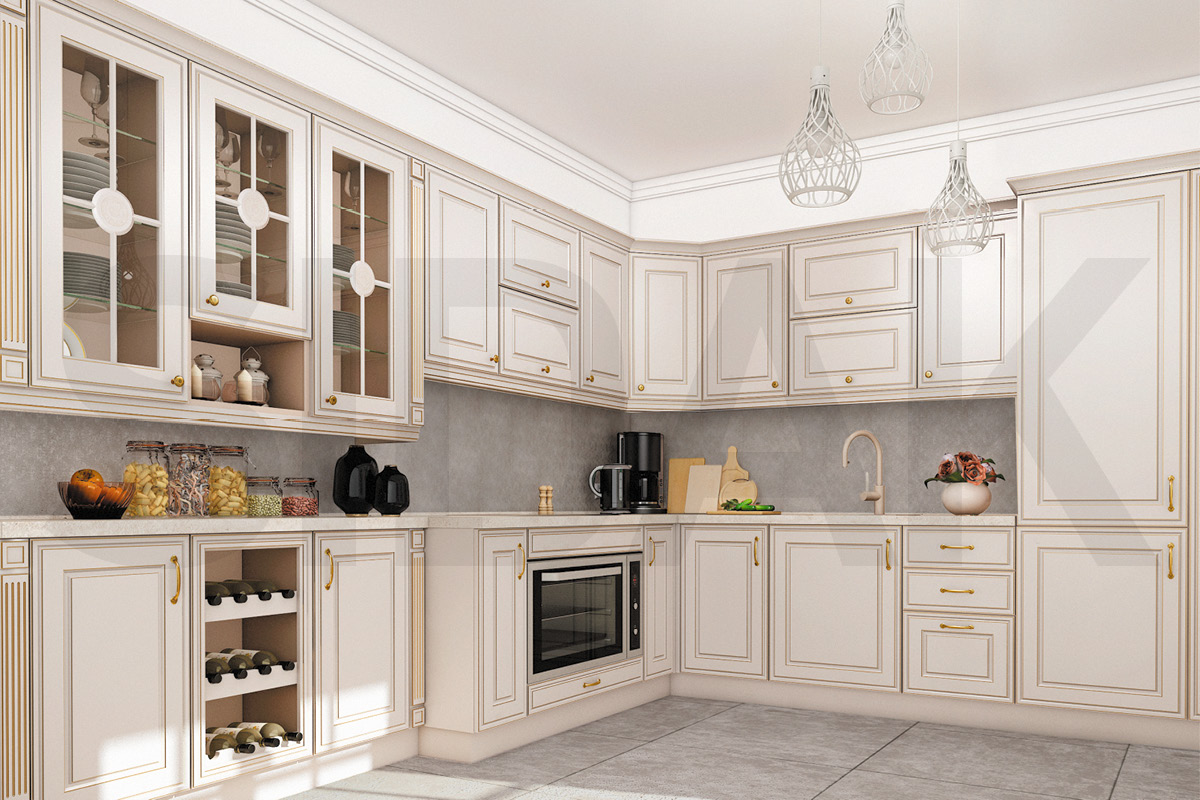 Фасады для кухни Патина Фрезеровка «Бостон» Бук дымчатый №186 SIST2218-41 SIDAK - Вид №1