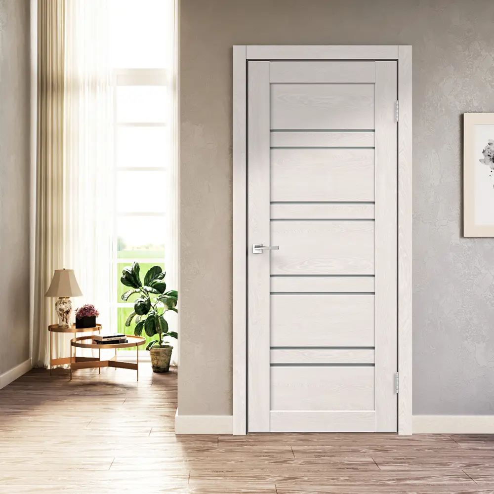 Комплект двери Лайн со стеклом 60x200 см Hardflex цвет дуб тернер белый с добором 100 мм 89429200 STLM-2045843 VELLDORIS  - Вид №1