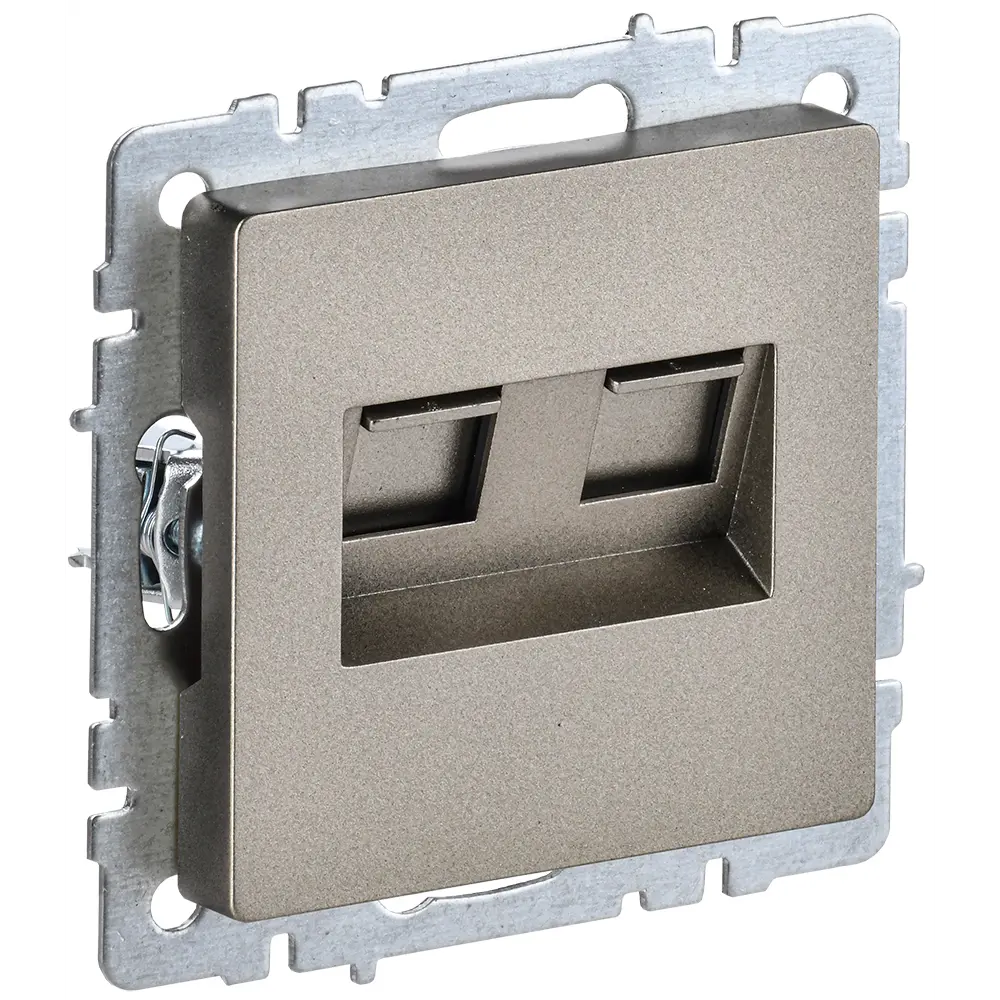 Компьютерная розетка двойная встраиваемая IEK Brite РК/Т12-БрШ RJ11/RJ45 UTP cat 5e цвет шампань 87761639 STLM-2126273