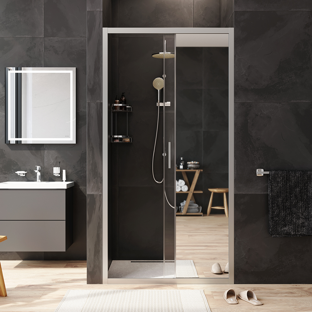 W90G-100-1-195MM Solo Дверь душевая 100х195 стекло матовое профиль матовый хром AM.PM Gem - Вид №2