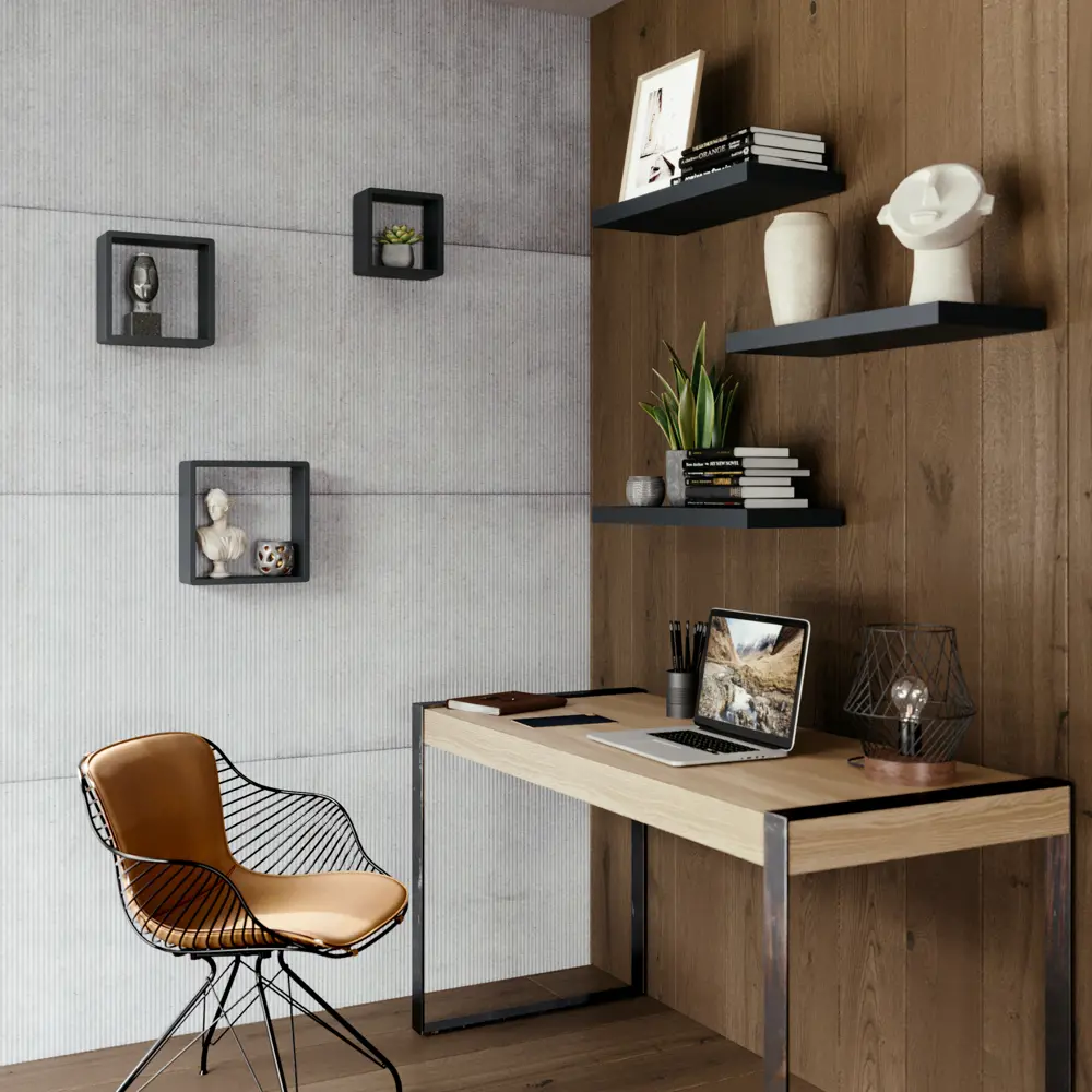 Полка настенная Spaceo 20x20 см/24x24 см/28x28 см МДФ цвет чёрный 3 шт STLM-2051960 - Вид №9