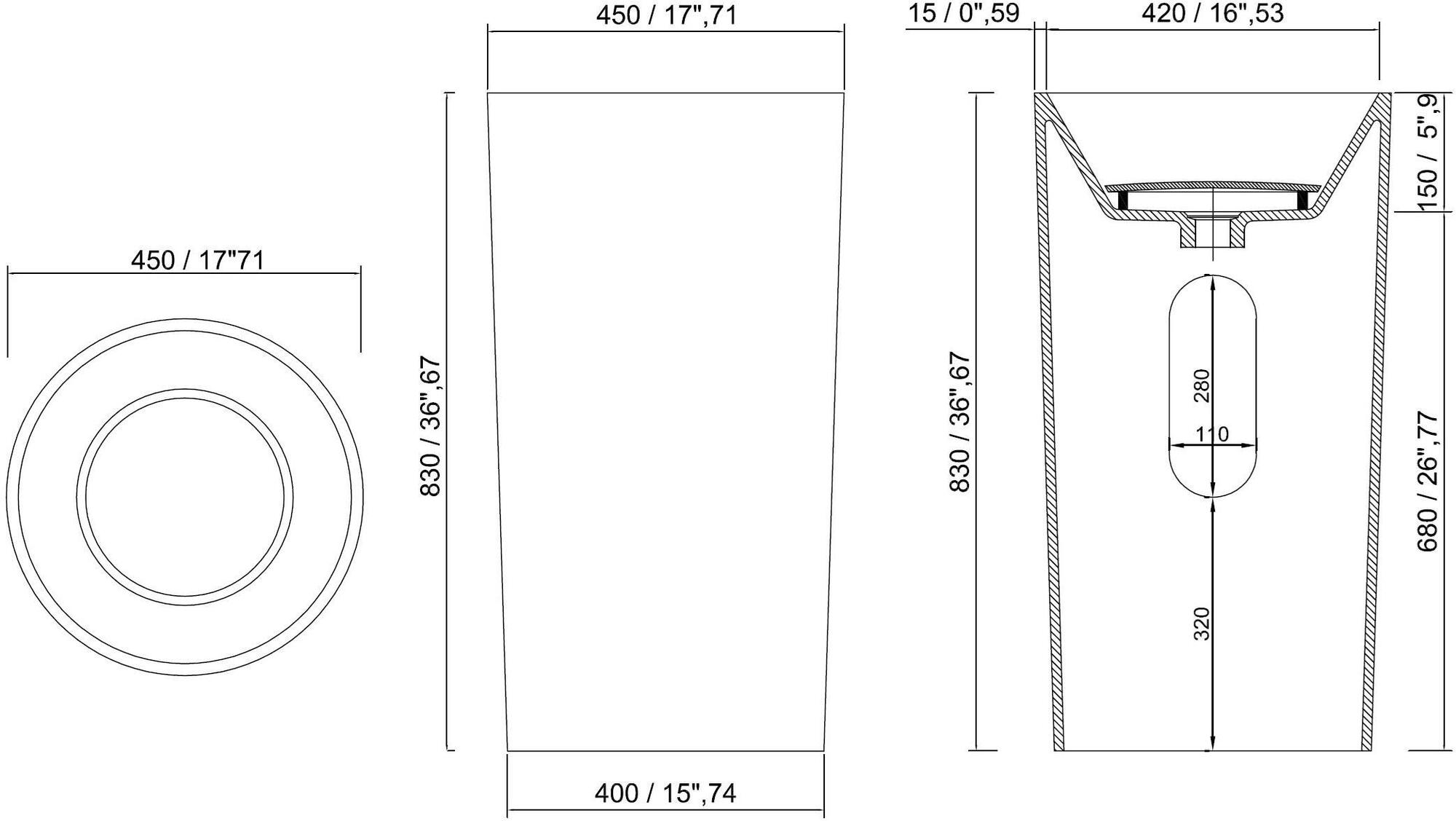 MOMA Design Отдельно стоящее ротондо Lavabo с твердой поверхностью Diamond Dmn - Вид №4