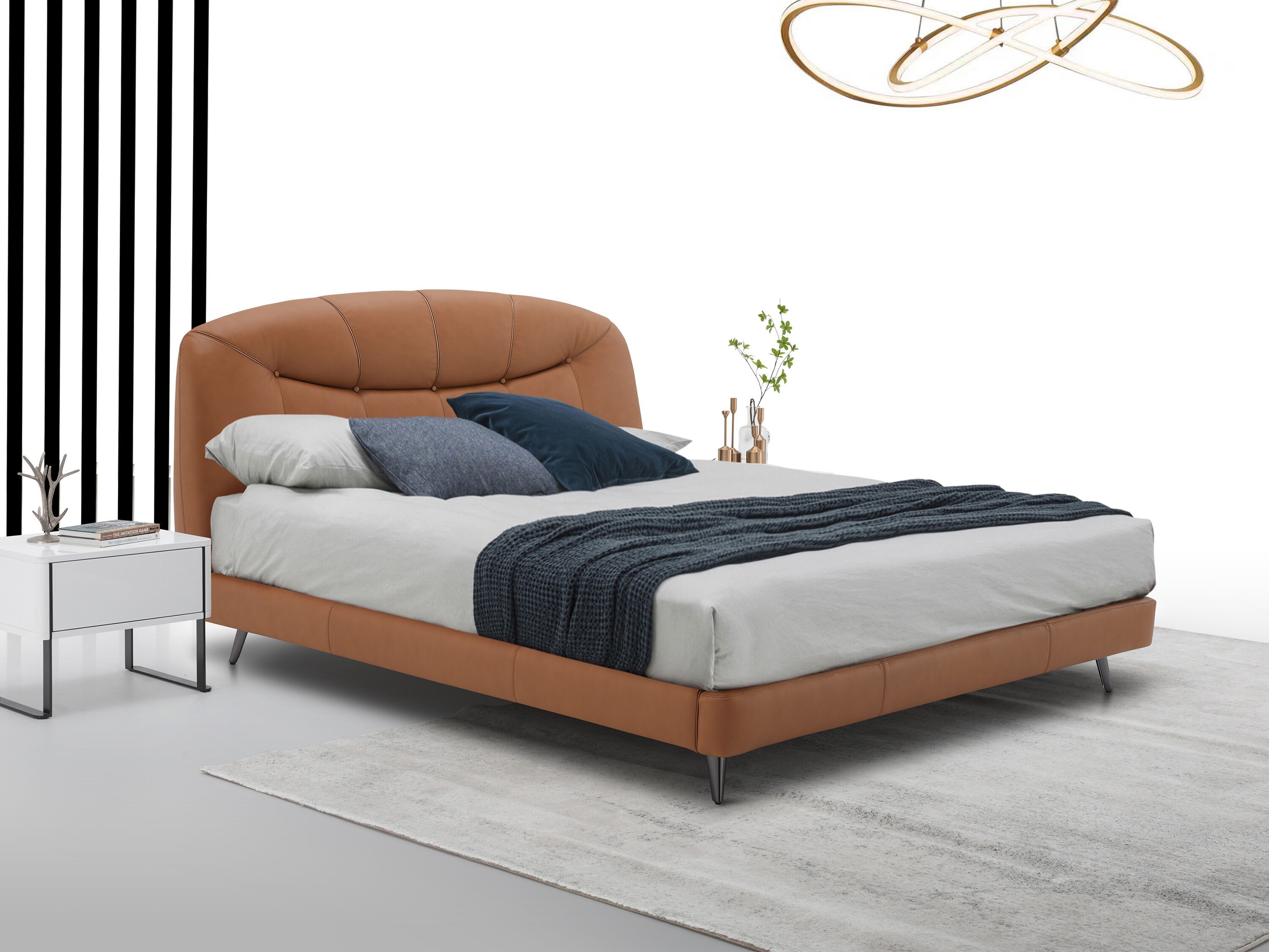 Полуторная кровать с кожаной обивкой CAMPO DE' FIORI COZ638 ARCH-00119647 - Вид №1