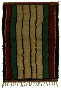 AFOLKI Прямоугольный коврик из шерсти в полоску Azilal Taa1009be