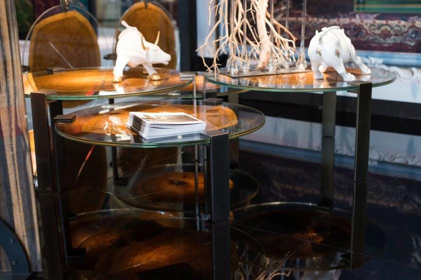 VGnewtrend Круглый журнальный столик из дерева и стекла Foresta sun-id-1345144 - Вид №5