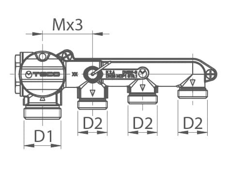 Распределительный коллектор с одним перехватом на 3 выхода TECO ARCH-00076633 - Вид №3