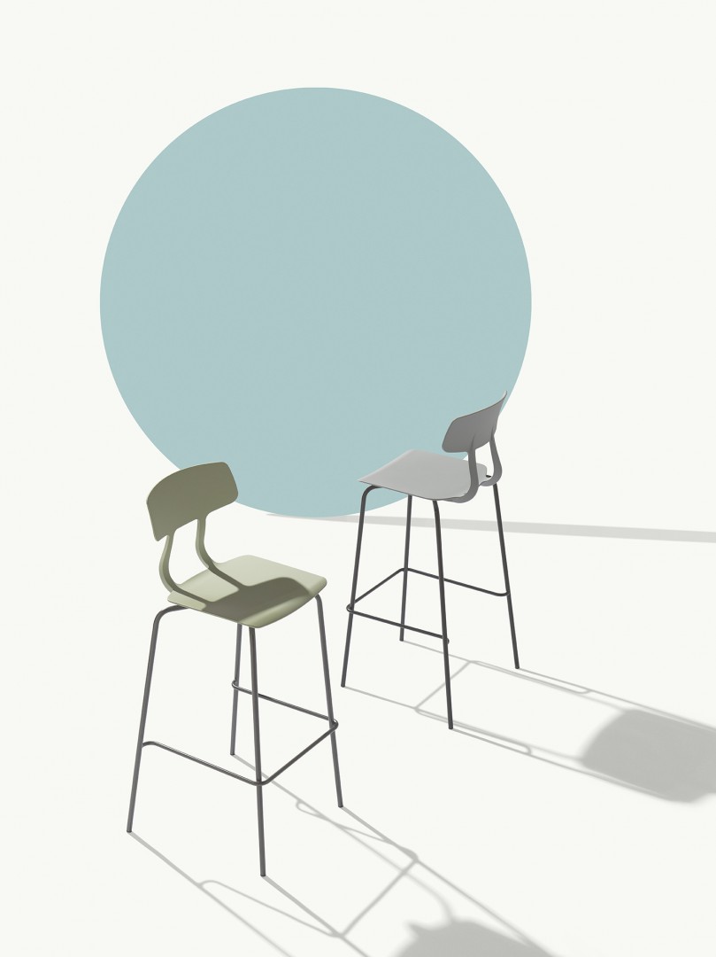 Snap 1102 Барный стул со стальным каркасом, 4 ножки. Полипропиленовая оболочка. Et al. Snap - Вид №4