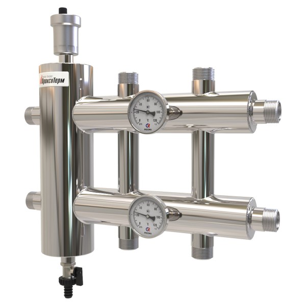 Купить Распределительный коллектор с гидрострелкой 120 кВт, 3 контура Прокситерм GSK403 - Вид №1