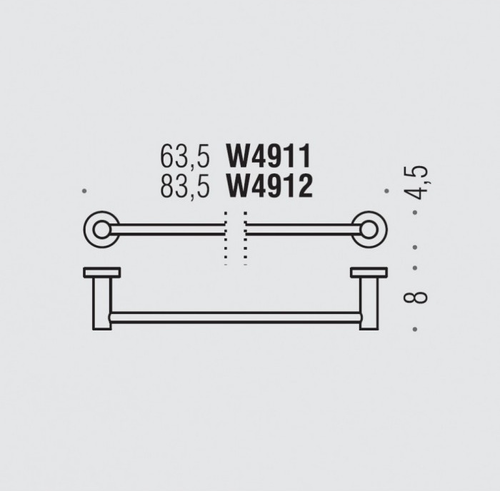 W4912.NM Полотенцедержатель DESIGN ширина 835 мм COLOMBO PLUS Colombo Design - Вид №1