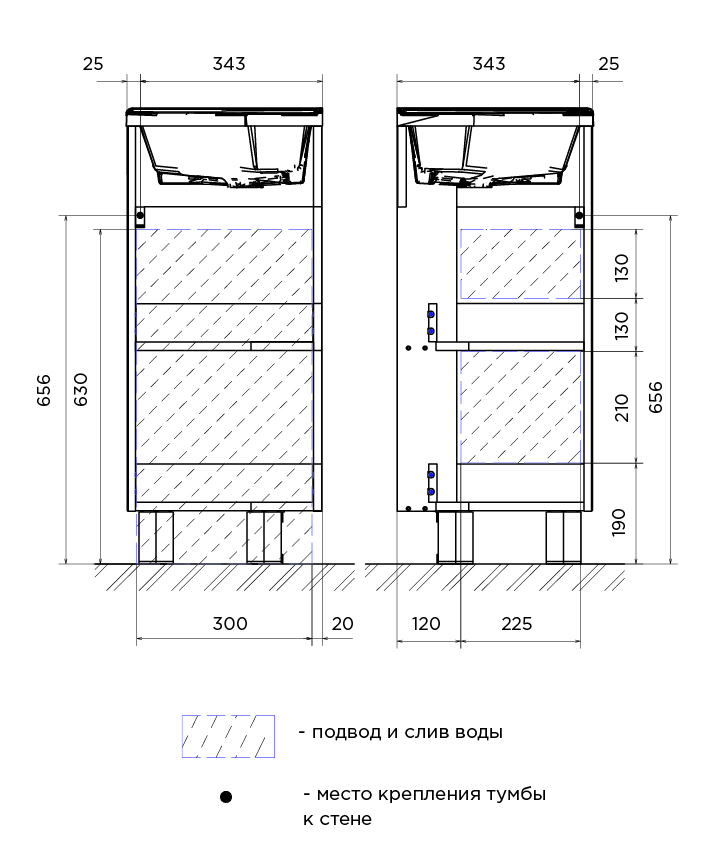 Ц0000001635 Тумба с раковиной Penta 37х37Н 1д. Белый глянец 1 Marka Penta - Вид №4