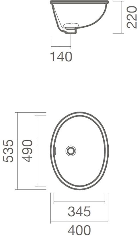 Встраиваемая снизу раковина  Sanitana ANADIA  53 S10060630500000 ( ANLE2 )  - Вид №4