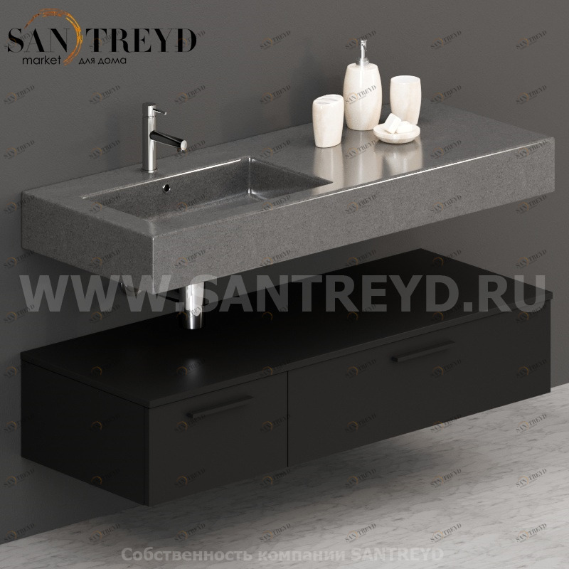 T13552AR2 Столешницы для использования в сочетании с тумбами и открытыми тумбами 135 см черная Globo ARREDO WOOD Италия Ceramica Globo