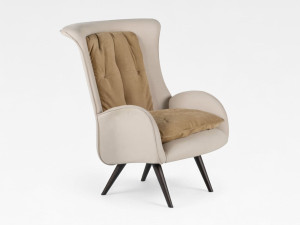 Кресло из нубука с высокой спинкой