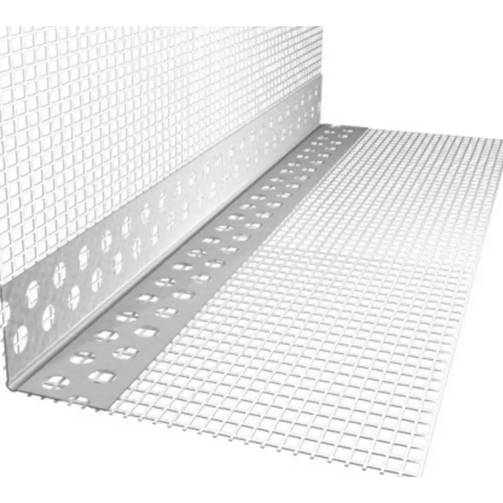 Профиль углозащитный (ПУ) ПВХ перфорированный с сеткой 23x23x3000 мм 87689206 STLM-2058399 Santreyd 