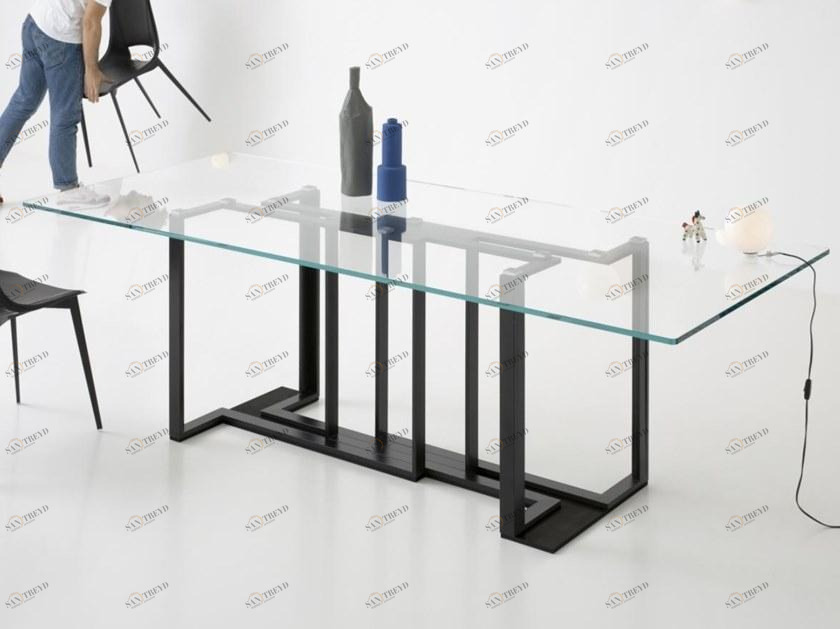 Pointhouse Прямоугольный стол из металла и стекла sun-id-1377659