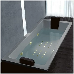 Ванна Gruppo treesse Quadra 199 V073N-DX-SEZ серая с золотой фурнитурой и гидромассажем и аэромассажем прямоугольная встроенная правая