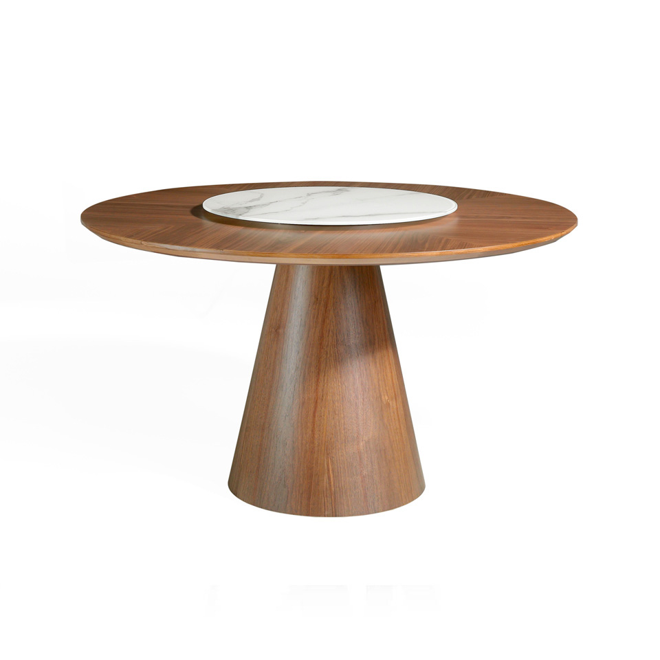 Обеденный стол круглый деревянный с мраморным Lazy Susan 135 см BRT1702-2 от Angel Cerda ANGEL CERDA  289045 Коричневый  - Вид №6