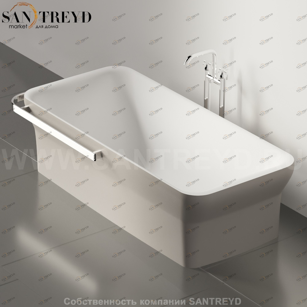 Ванна свободностоящая NOVECENTO с 1 держателем для полотенца серая Agape AVAS0964ZL