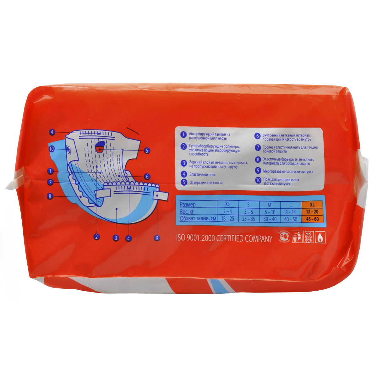 ПР0016132 Подгузники для кошек и собак размер XS на вес 2-4 килограмма Luxsan  - Вид №1