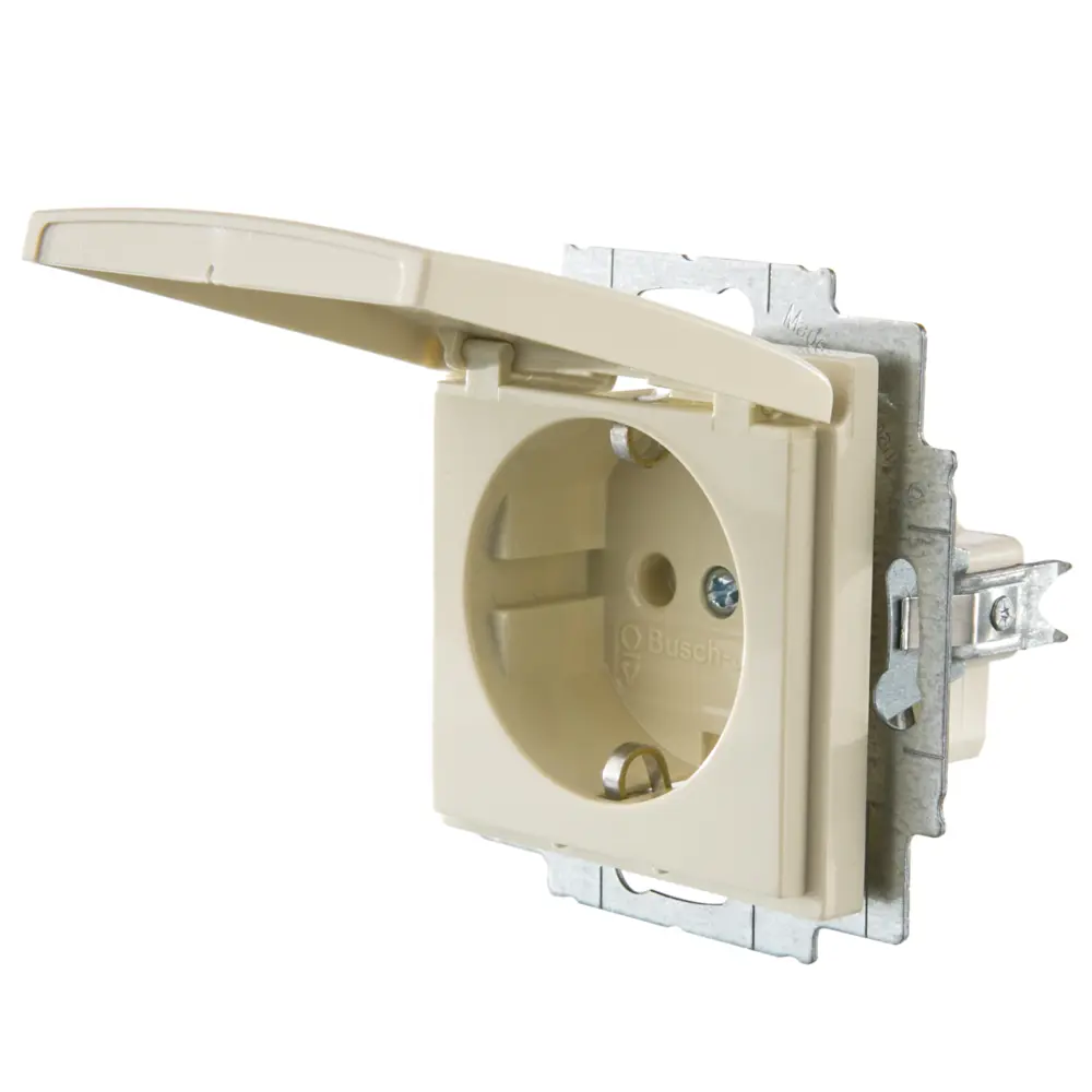 Розетка встраиваемая ABB Basic 55 с заземлением с крышкой цвет бежевый STLM-2086526 - Вид №3