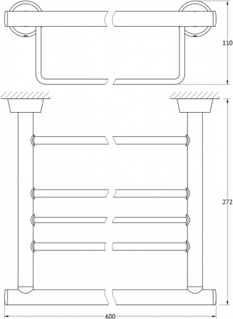 042 Полка для полотенец с нижним держателем 60 см VIZ FBS Vizovice - Вид №1
